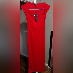 Fashion Nova Red Midi Dress